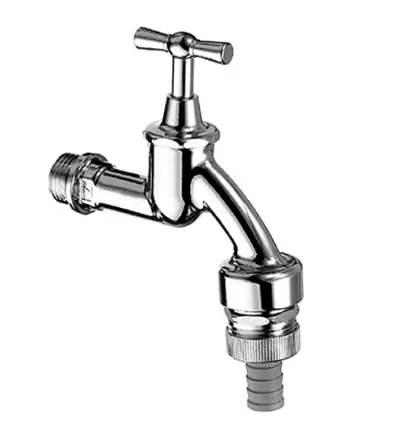 Schell SCHELL 034170399 DUBBELDIENSTKRAAN + BELUCHTER 1/2 mat/chroom met terugslag klep 034170399