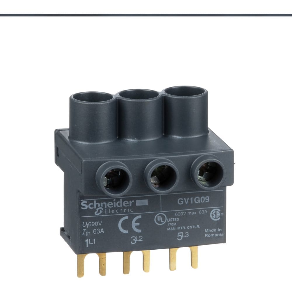 Schneider Automation klemmenblok - voor voeding van een of meer 3P GV2-rails van bovenaf GV1G09