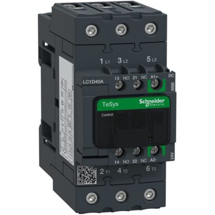 Schneider Automation Contactor 40A AC-3 3P 24VDC EverLink TeSys Deca LC1D40ABBE