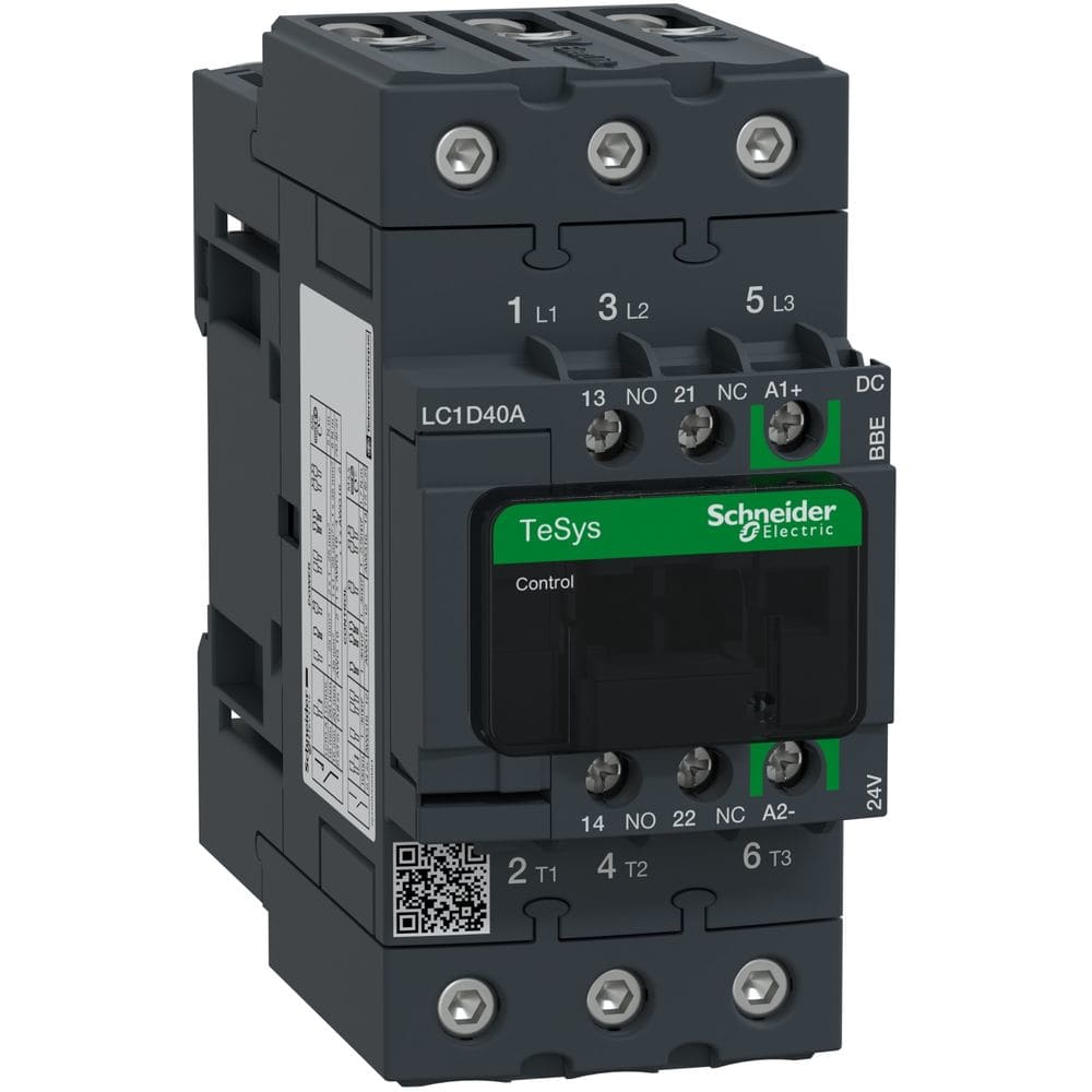 Schneider Automation Contactor 40A AC-3 3P 24VDC EverLink TeSys Deca LC1D40ABBE