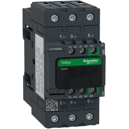Schneider Automation Contactor 50A AC-3 3P 24VDC EverLink TeSys Deca LC1D50ABBE