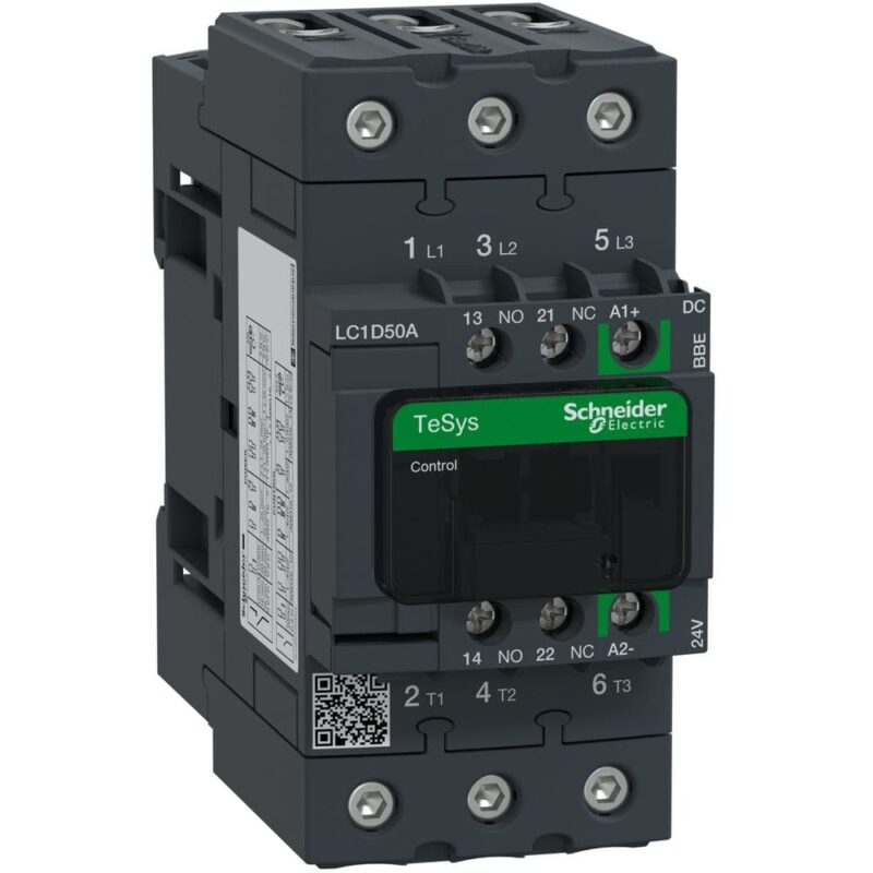 Schneider Automation Contactor 50A AC-3 3P 24VDC EverLink TeSys Deca LC1D50ABBE