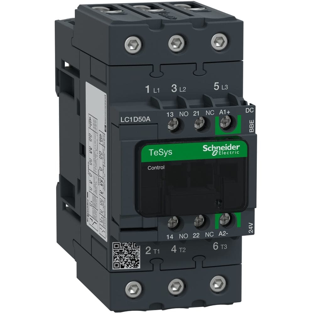 Schneider Automation Contactor 50A AC-3 3P 24VDC EverLink TeSys Deca LC1D50ABBE