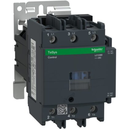 Schneider Automation Contactor 80A AC3 3 polen 1 NO + 1 NC 24 VDC TeSys model D LC1D80BD
