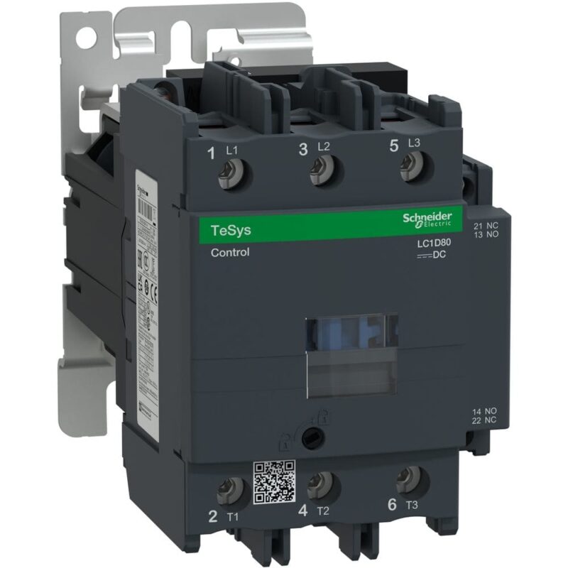 Schneider Automation Contactor 80A AC3 3 polen 1 NO + 1 NC 24 VDC TeSys model D LC1D80BD