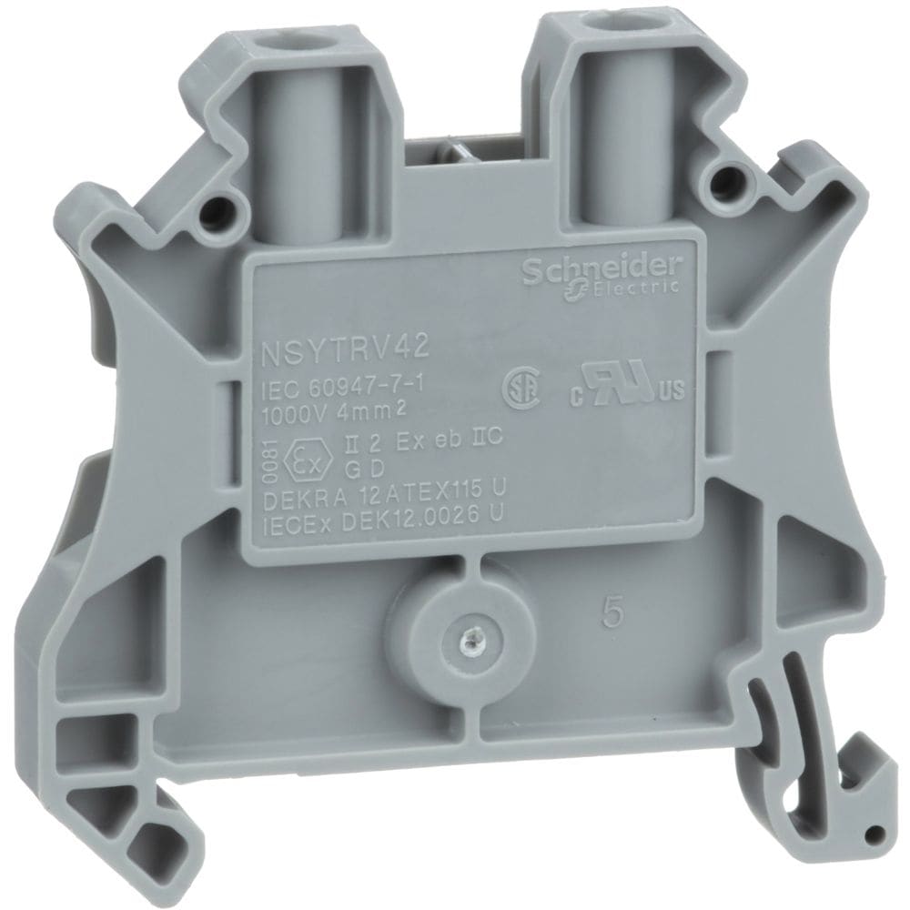 Schneider Automation Linergy doorgaand klemmenblok - 4mm² 32A enkel niveau 1x1 schroef - grijs NSYTRV42