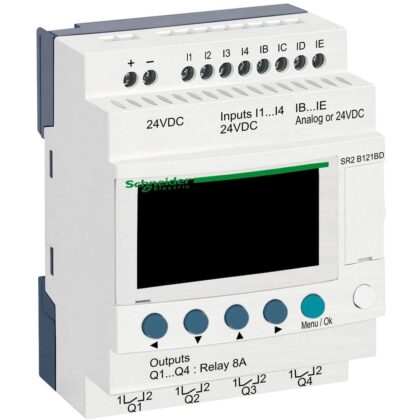 Schneider Automation Zelio Logic compact smart relay - 12 I/O - 24 V DC - klok - display SR2B121BD