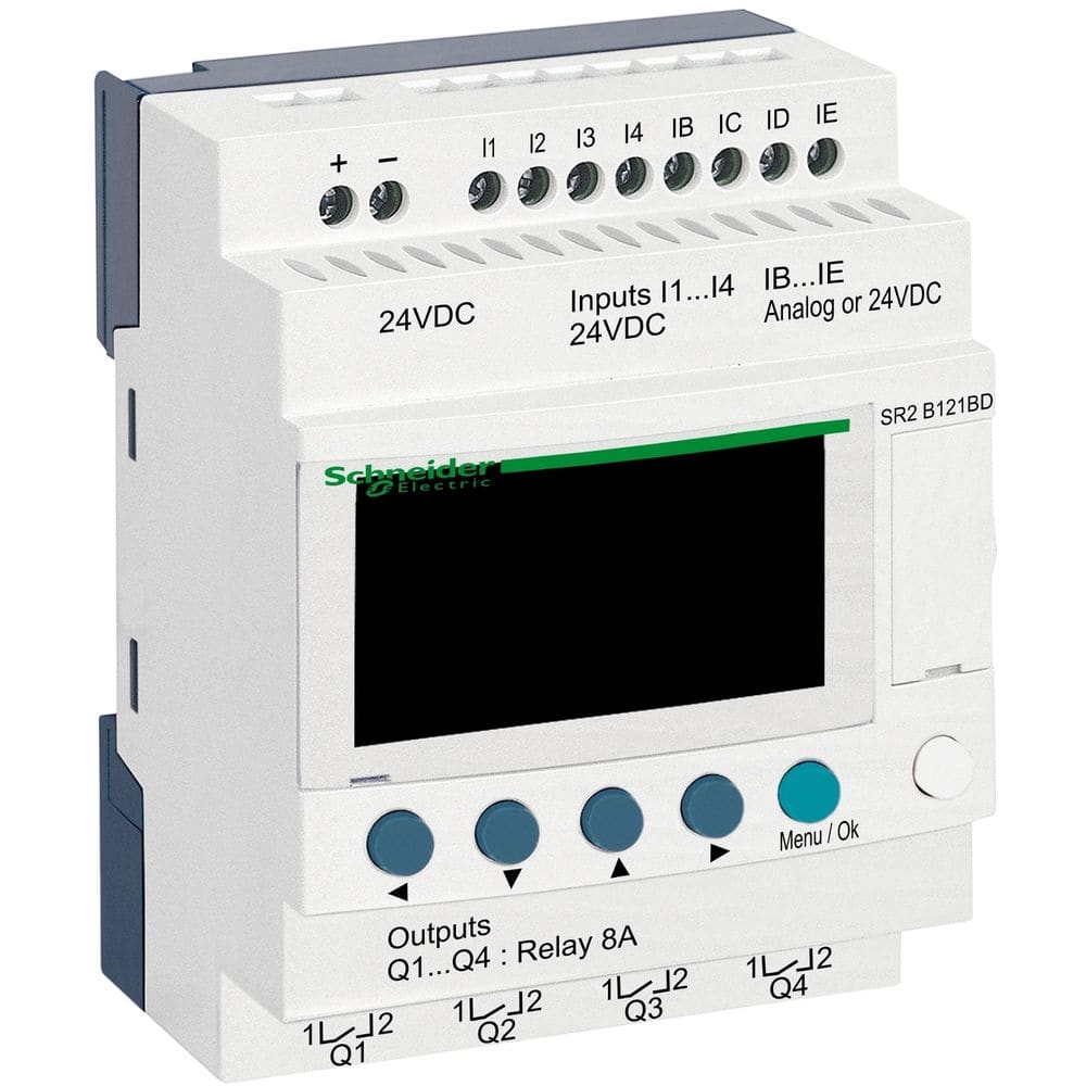 Schneider Automation Zelio Logic compact smart relay - 12 I/O - 24 V DC - klok - display SR2B121BD