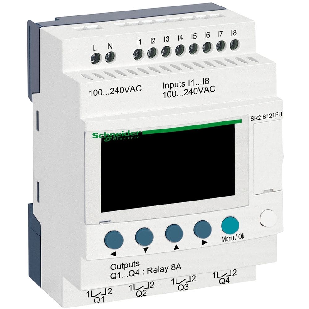 Schneider Automation Zelio Logic compact smart relay - 12 I/O - 100..240 V AC - klok - display SR2B121FU