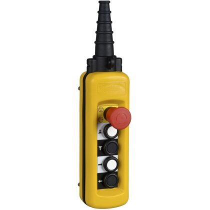 Schneider Automation hangende drukknopkast XAC-A pistol grip - 4 drukknoppen - 1 noodstop XACA4913
