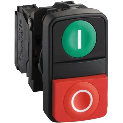 Schneider Automation groene verzonken/rode uitstekende dubbele drukknop Ø22 - met markering XB5AL73415