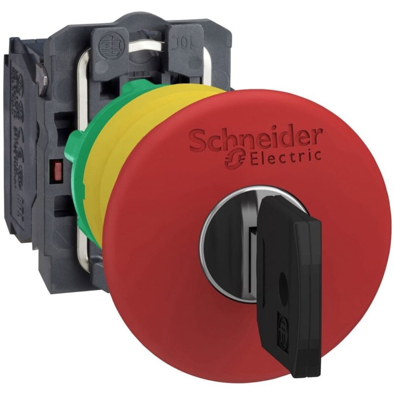 Schneider Automation noodstop rood Ø40 uitschakeldrukknop Ø22 ontgrendelen met sleutel 1NC XB5AS9442