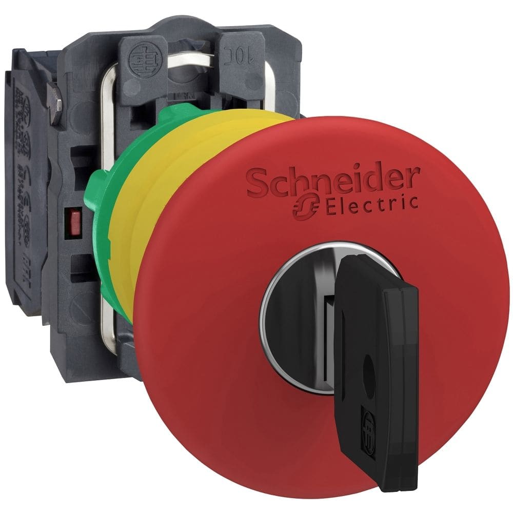 Schneider Automation noodstop rood Ø40 uitschakeldrukknop Ø22 ontgrendelen met sleutel 1NC XB5AS9442