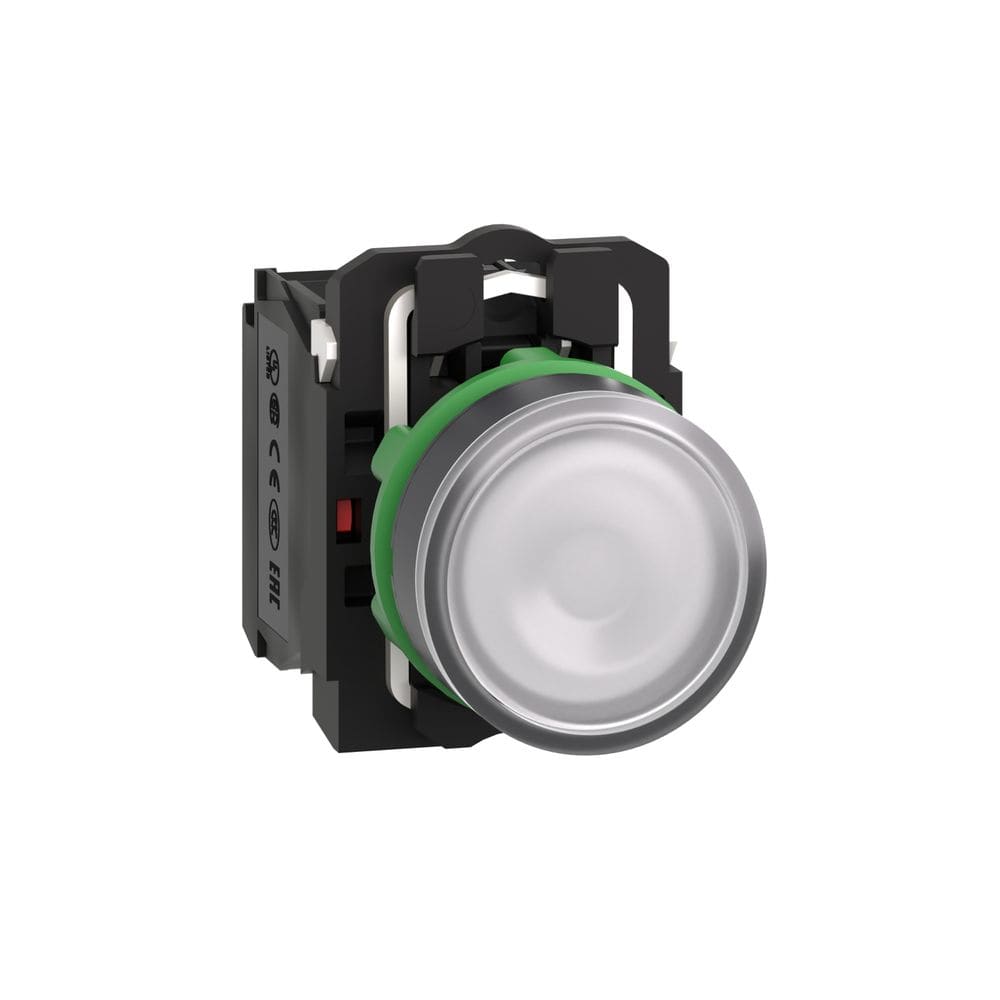 Schneider Automation verlichte drukknop wit Ø 22 - impulscontact  verzonken - 24 V - 1 NC + 1 NO XB5AW31B5