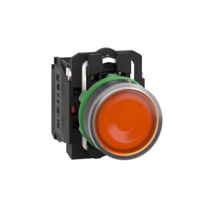 Schneider Automation verlichte drukknop geel Ø 22 - impulscontact  verzonken- 24 V - 1 NC + 1 NO XB5AW35B5