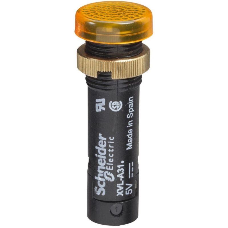 Schneider Automation Controlelamp rond Ø12 - IP40 - oranjegeel - ingebouwde LED - 24V - klemmen XVLA335