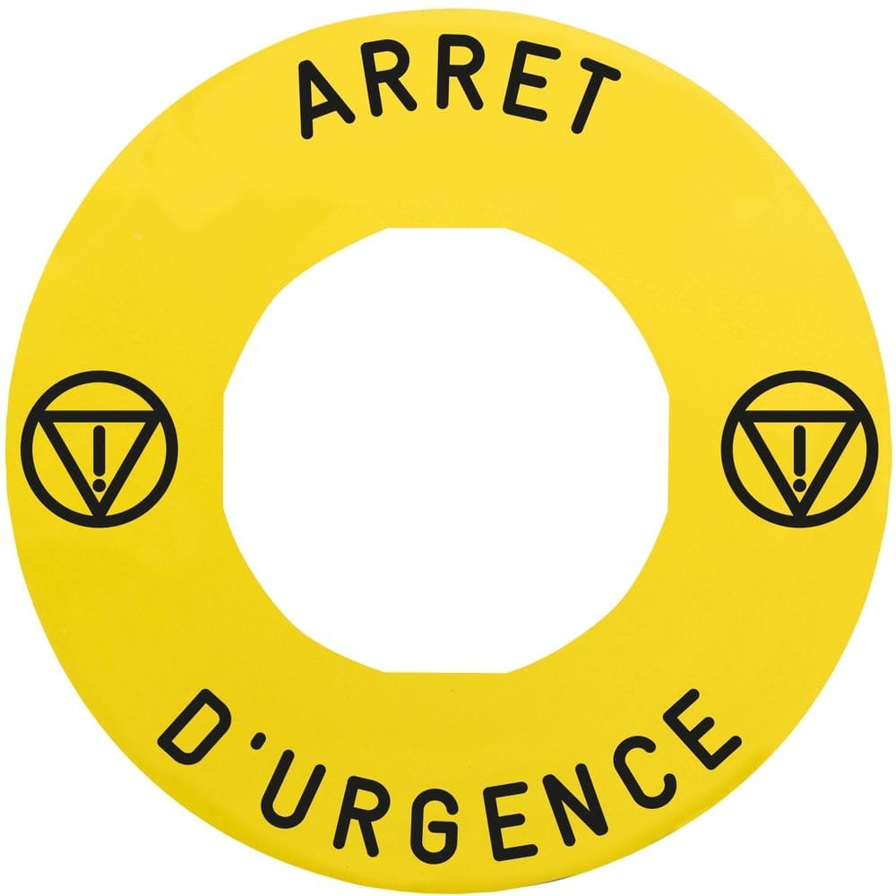 Schneider Automation ETIKET GEEL ARRET D'URGENCE 60MM ZBZ3605 ZBY9130T