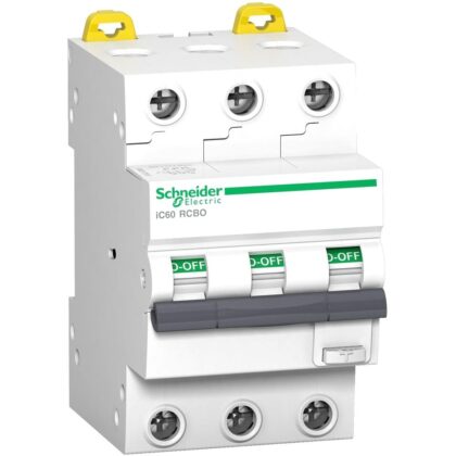 Schneider Distribution Acti9 iC60 RCBO - 3P - 20 A - C Curve - 10000A/15kA - 30 mA - A type A9D17320