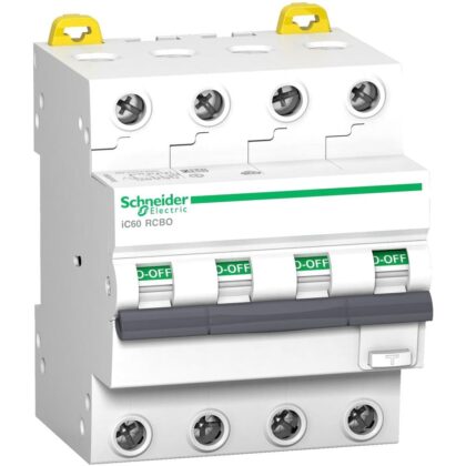 Schneider Distribution Acti9 iC60 RCBO - 4P - 32 A - C Curve - 6000A/6kA - 300 mA - A type A9D52432