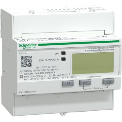 Schneider Distribution iEM3110 energiemeter 3-fasig - 63 A - 1 puls O - MID A9MEM3110