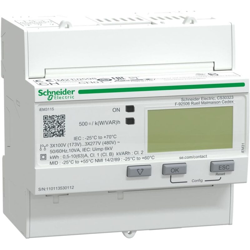 Schneider Distribution iEM3115 energiemeter 3F - 63 A - 2 digitale I - verschillende tarieven A9MEM3115