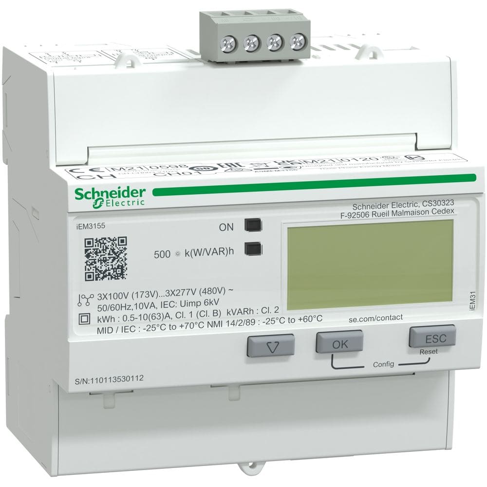 Schneider Distribution iEM3155 energiemeter - 63 A - Modbus - 1 digitale in- en uitgang - multitarief A9MEM3155