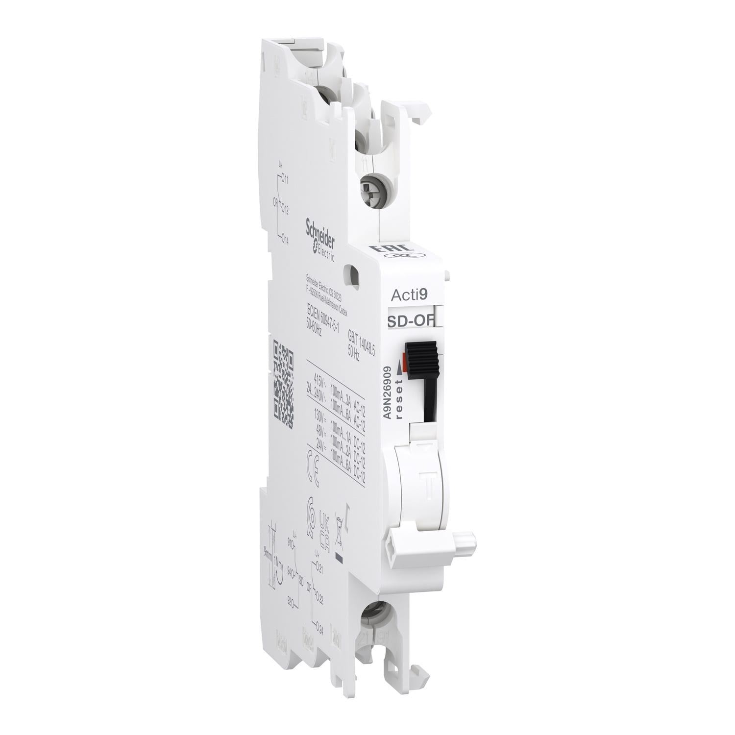 Schneider Distribution Acti9 - hulpcontact - SD+OF - 2 C/O - 100mA-6A - AC/DC A9N26909