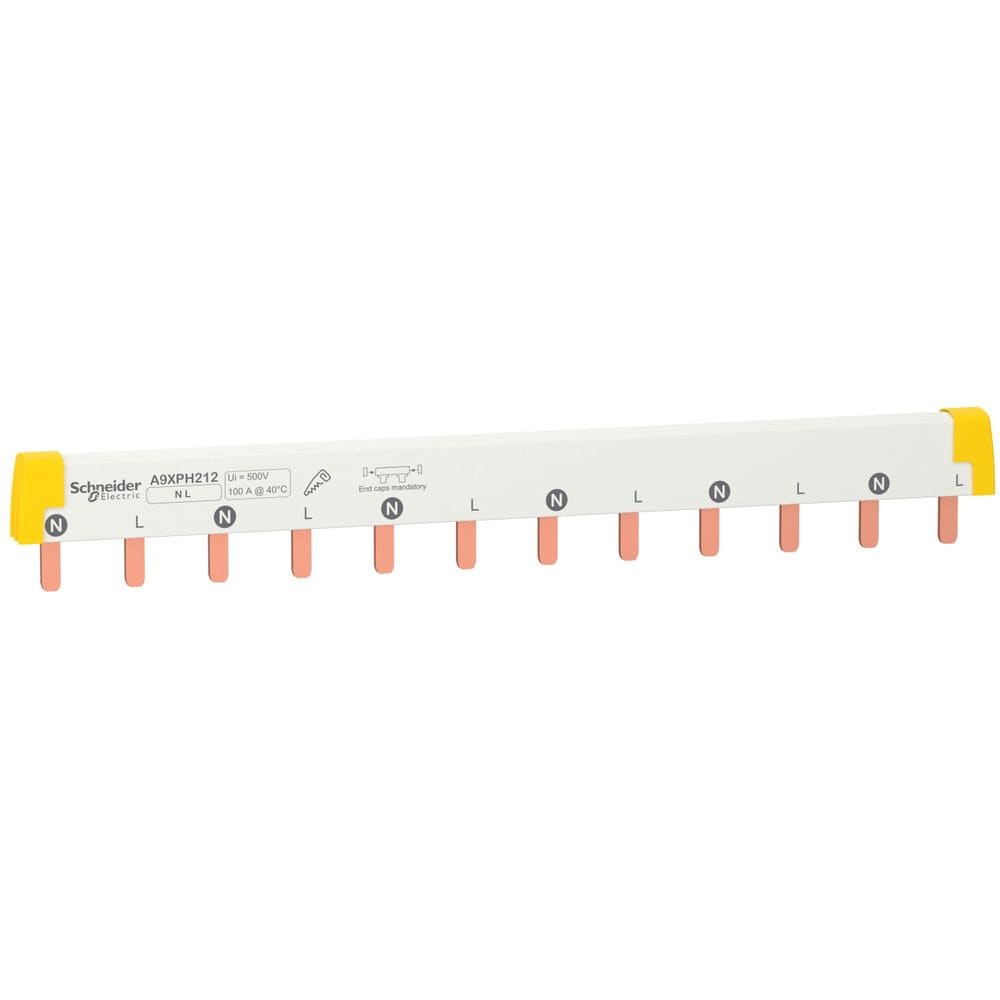 Schneider Distribution combinatierail - gemakkelijk te snijden - Acti 9 2 polen 12 modules 100A A9XPH212