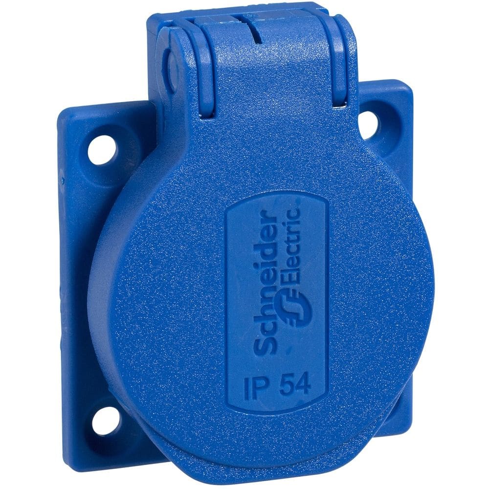 Schneider Distribution PratiKa stopcontact-blauw-2P + E-10/16 A-250 V-Frans-IP54-verzonken-achter PKN51B