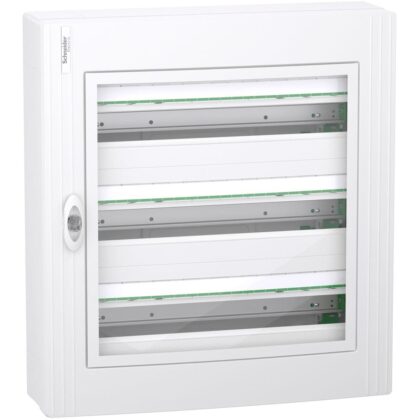 Schneider Residential PrismaSeT XS - opbouw - 3 rijen - 24M - transparante deur - wit LVSXM324