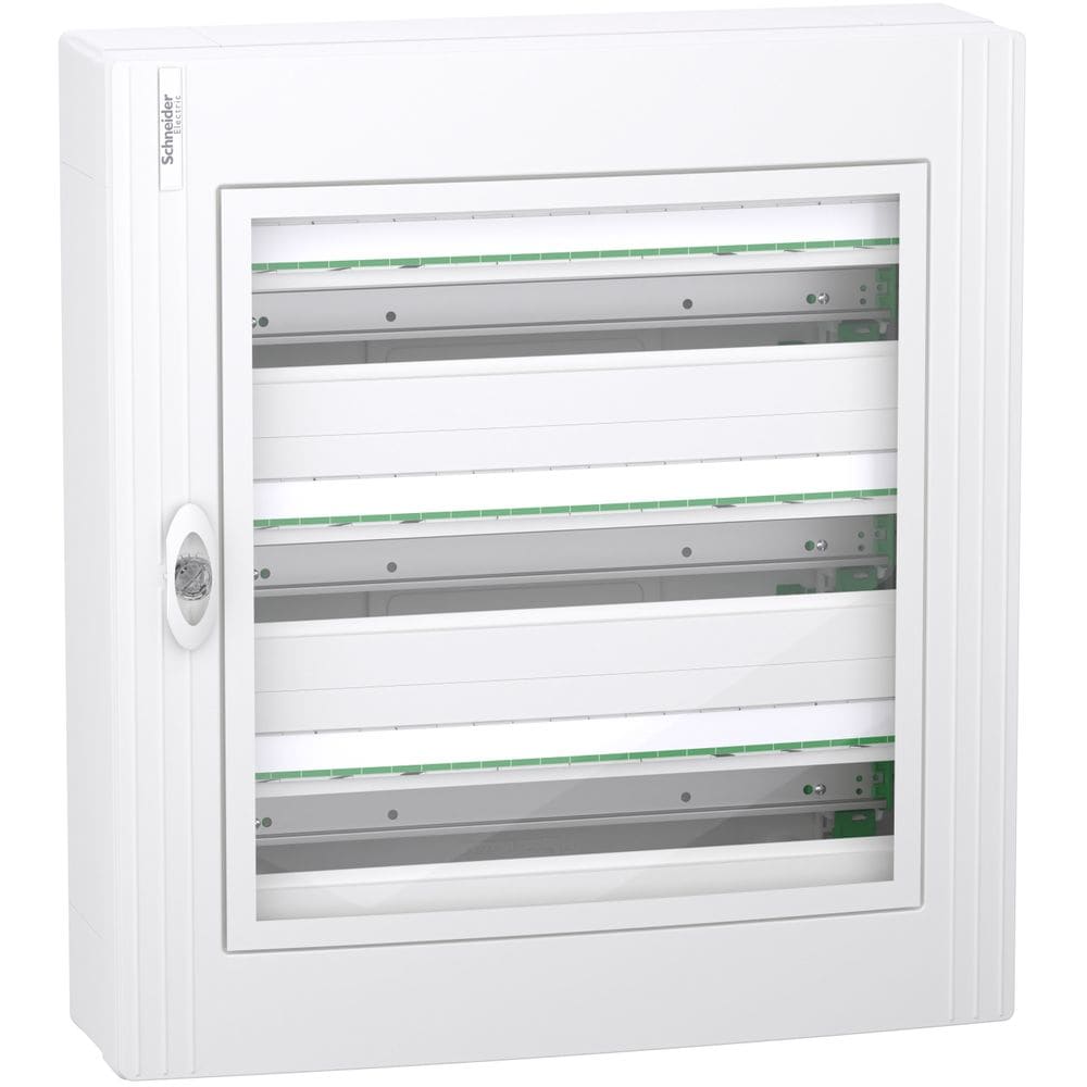Schneider Residential PrismaSeT XS - opbouw - 3 rijen - 24M - transparante deur - wit LVSXM324