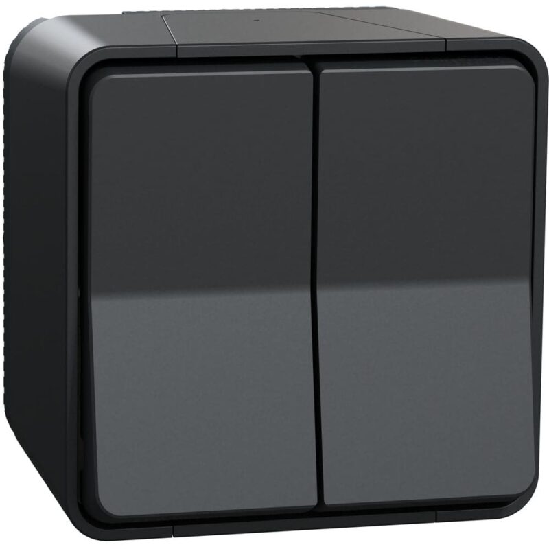 Schneider Residential Mureva Styl - Dubbele wisselschakelaar - opbouw IP55 - grijs MUR35022