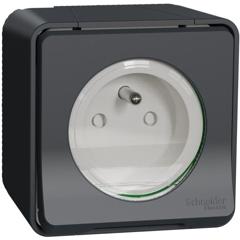 Schneider Residential Mureva Styl - Wandcontactdoos 1-voudig opbouw - klapdeksel - schroefconn. IP55 - MUR36030