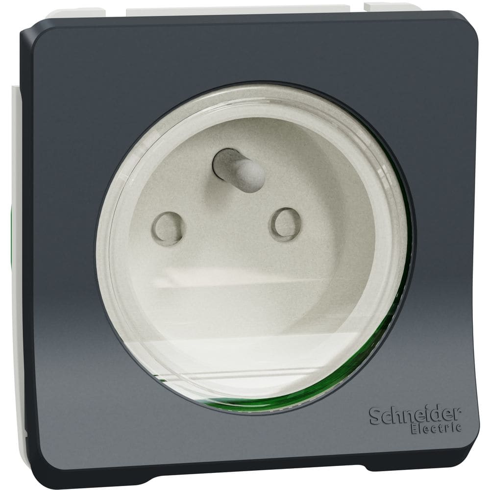 Schneider Residential Mureva Styl - Wandcontactdoos inzetstuk - klapdeksel IP55 - grijs MUR36133