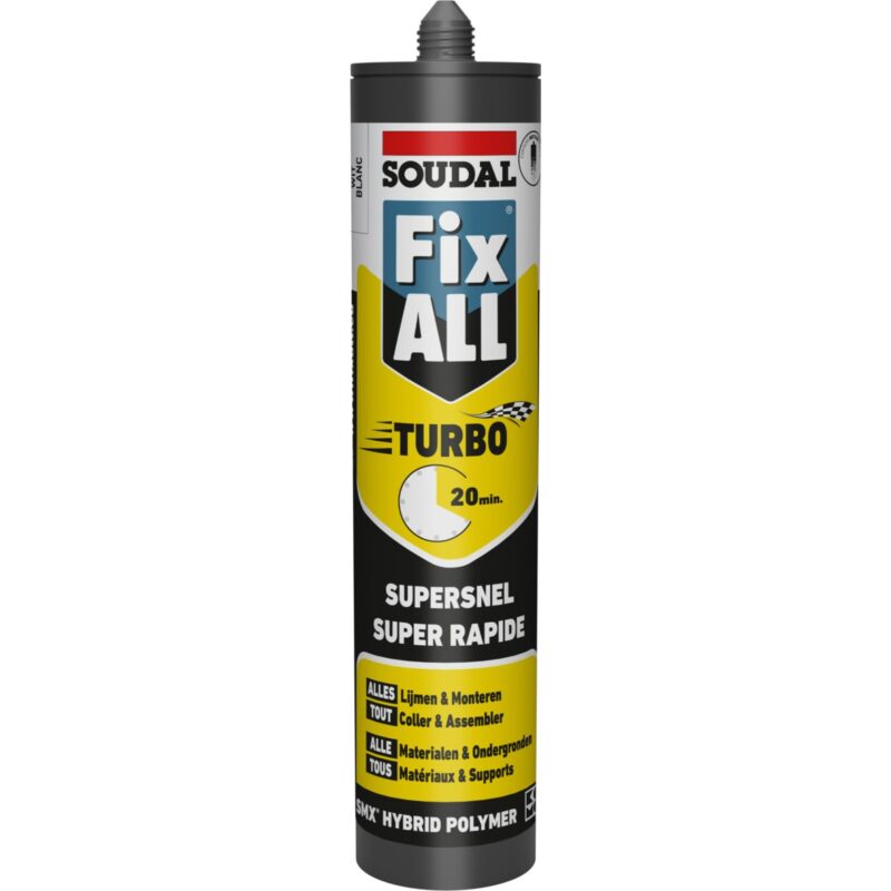 Soudal Hybride lijmkit Fix ALL Turbo - Wit koker 290ml 121923