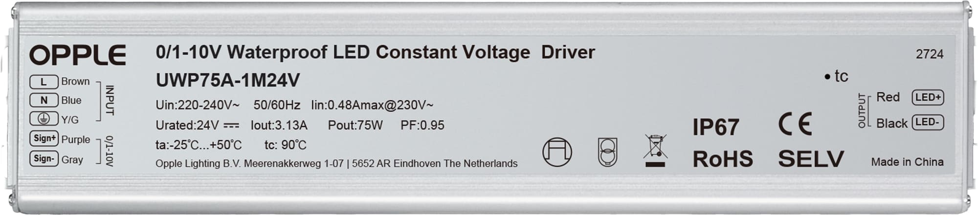 TECHNOLUX LEDDriver 24V-75W-10V/PWM-IP67 820003003900
