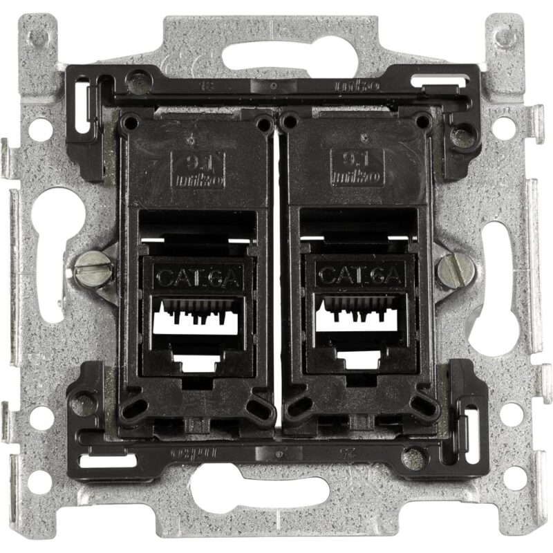 TELEVES Data aansluitdoos CAT6A(compatibel Niko & Cat6/5e/5)  2xRJ45 PoE++ TDOB-RJ45-2