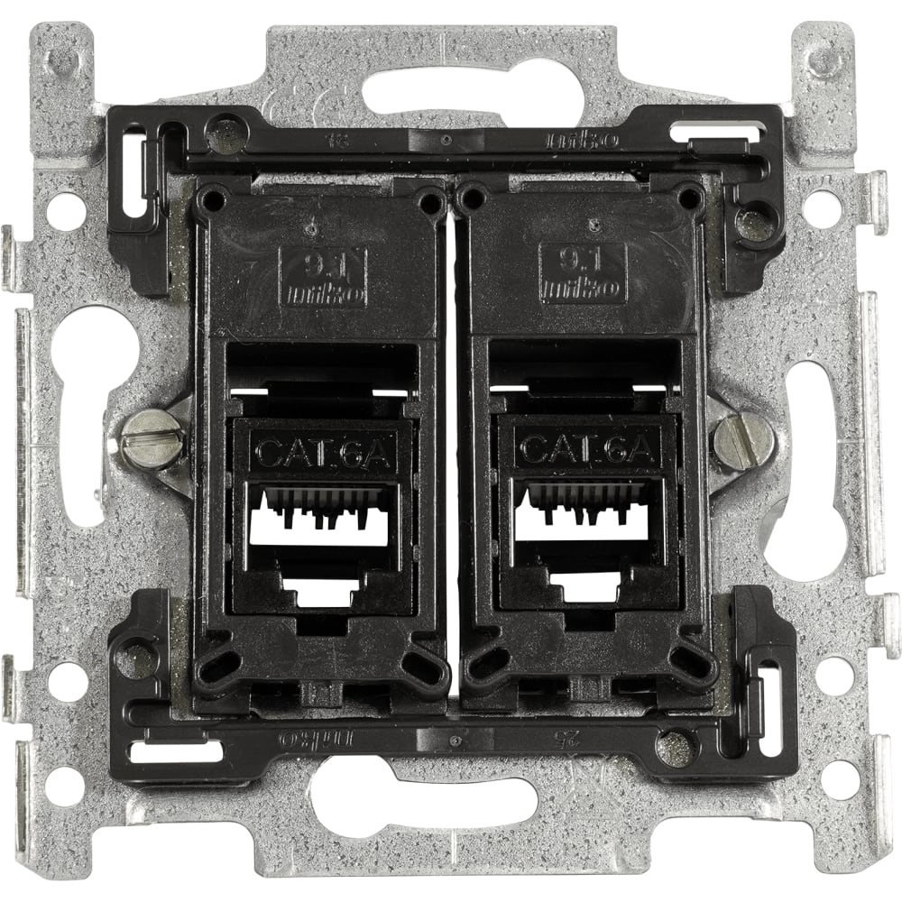TELEVES Data aansluitdoos CAT6A(compatibel Niko & Cat6/5e/5) 2xRJ45 PoE++ TDOB-RJ45-2