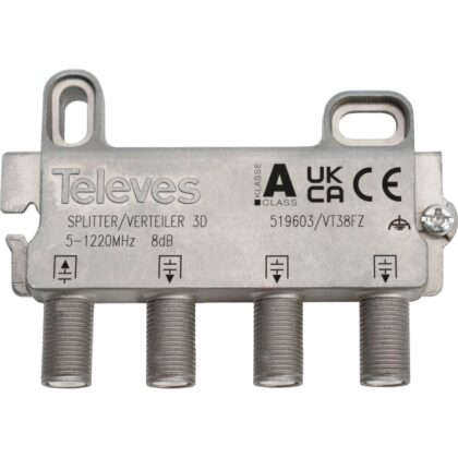 TELEVES Drievoudige verdeler 8 dB VT38FZ