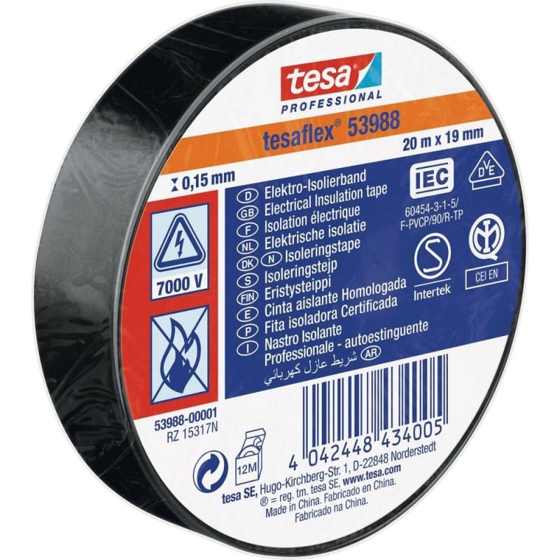 TESA Tesaflex 53988 19mm x 20m zwart 53988-00001-01