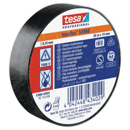 TESA PVC isolatietape 53988 19mm x 25m zwart 53988-00002-01