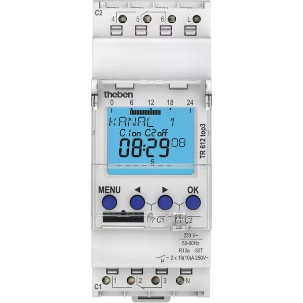 THEBEN Digitale klok 24U/7D 230V 45-60HZ 2CO 16A 10059