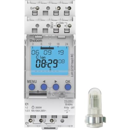 THEBEN Digitale schemerschakelaar+ klok wandcel 230V 50-60HZ 1-99KLUX 1CO 16A 7554