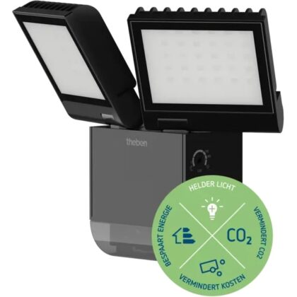 THEBEN LED straler 17W + detector ZWART 230VAC 4000K IP55 ART004010