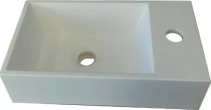 Thiny handenwasser 400 x 220 mm - wit mat - solid surface - met kraangat rechts - zonder overloop TH.SS.0400.1R.F001