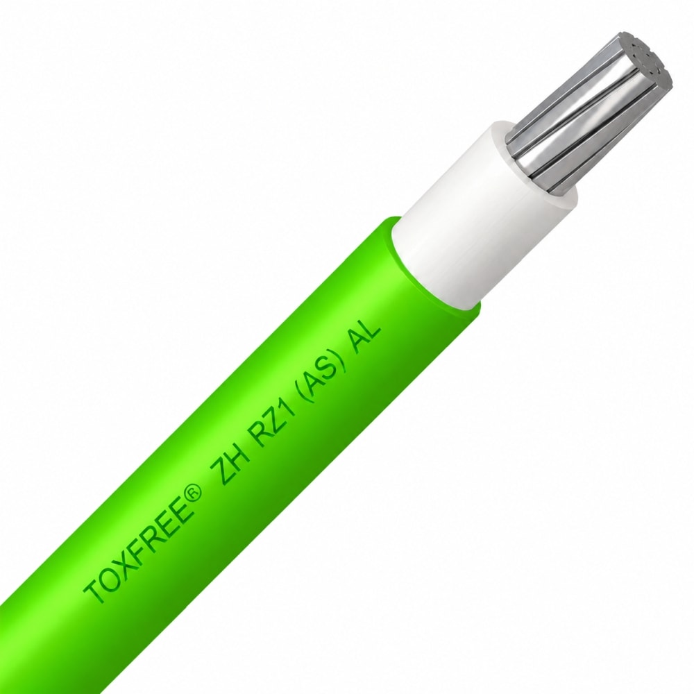 TOPCABLE TOXFREE RZ1 Alu voedingskabel klasse 2 LSOH 1kV groen B2ca s1ad1a1 1X150mm² 5901150.