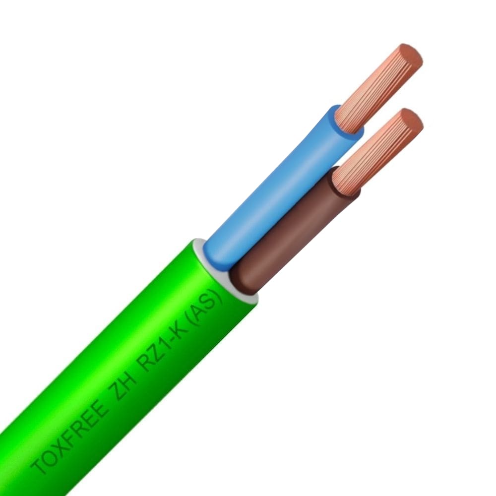 TOPCABLE TOXFREE RZ1-K flexibele voedingskabel LSOH AD8 1kV Cca s1ad1a1 groen 2X1