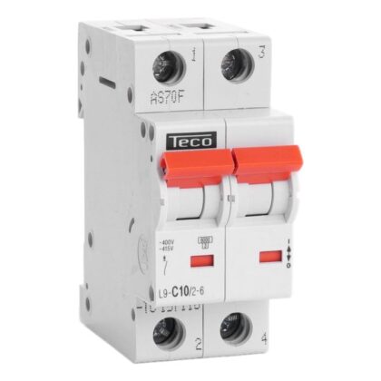 Teco Automaat Teco 2P 10A 6kA Curve C L9C1026