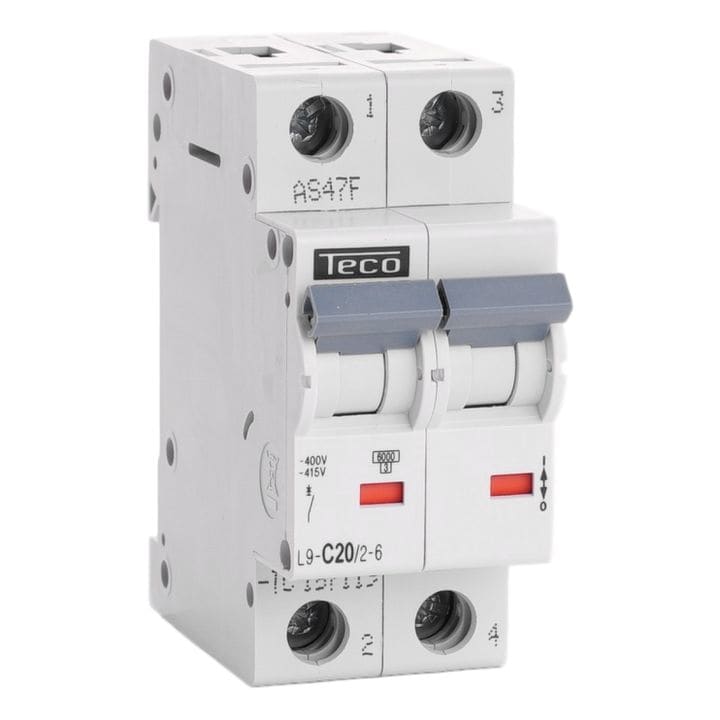 Teco Automaat Teco 2P 20A 6kA Curve C L9C2026
