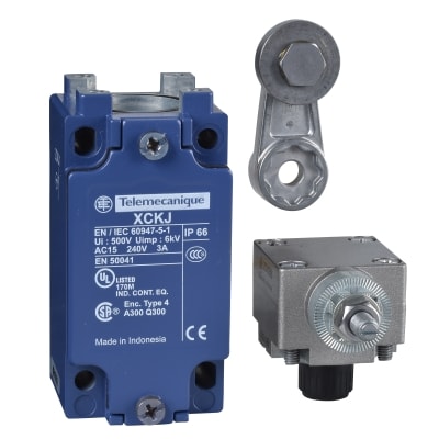 Telemecanique Sensors standschakelaar XCK-J - hefboom met rol - 1 NC + 1 NO XCKJ10513H29